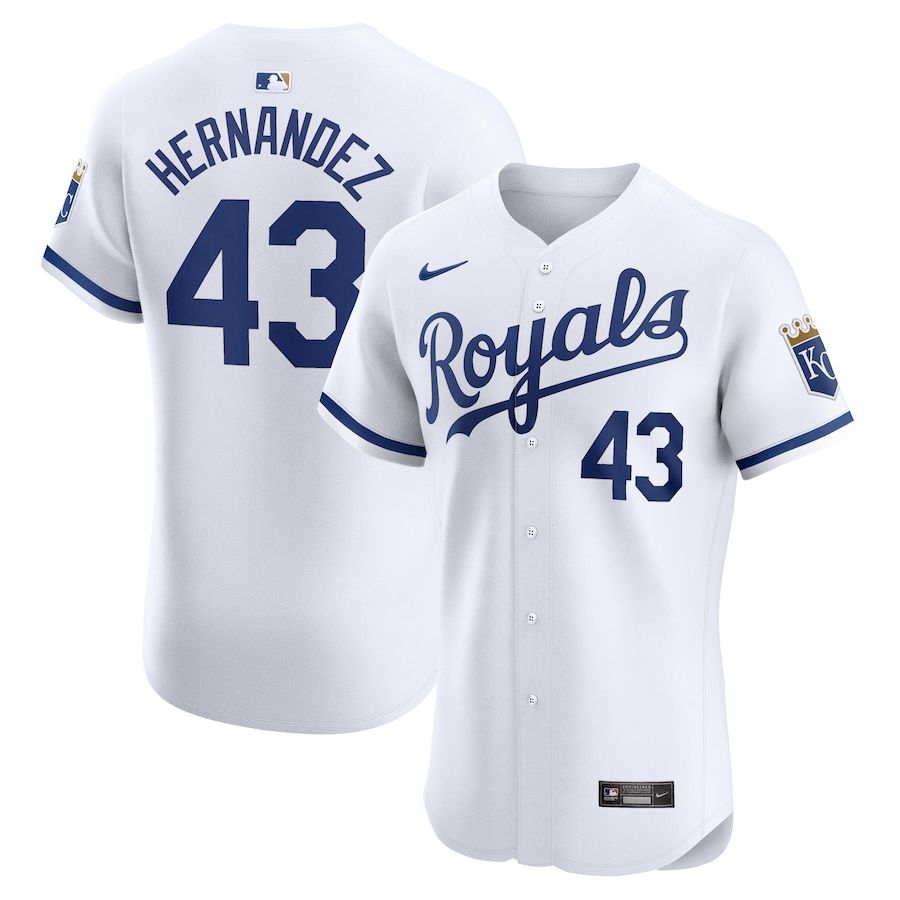 Men Kansas City Royals #43 Carlos Hernandez Nike White Home Elite Player MLB Jersey